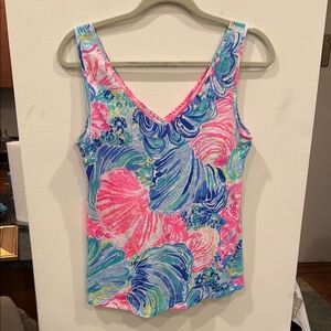 Lily Pulitzer Colorful Sleeveless V-Neck tank Top blue and pink size small